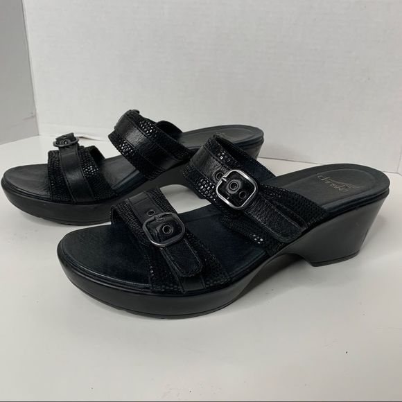 🚫🚫🚫🚫🚫Dansko Jessie Black Lizard Leather Double Banded Sandal size 39 - Picture 4 of 8